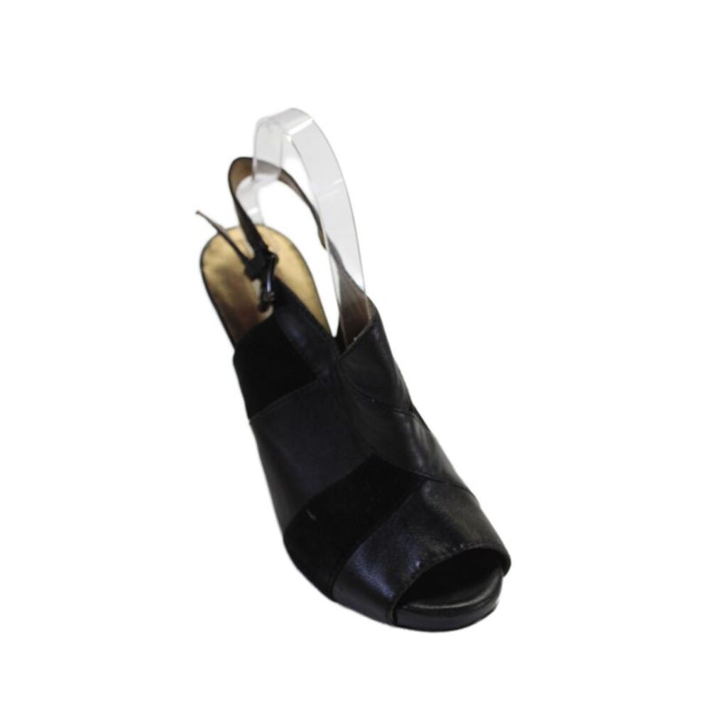 Cynthia Vincent Womens Leather Suede Stiletto Heel Boots Black Size 9